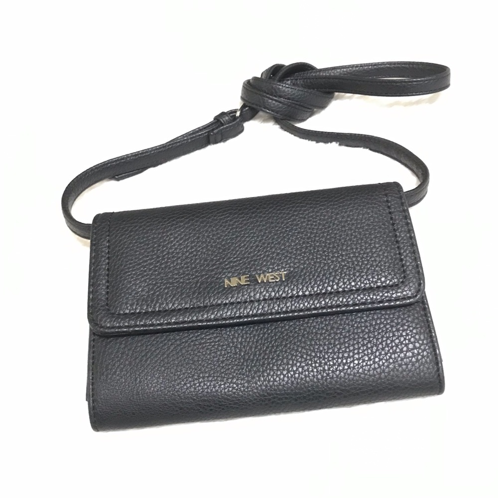 Nine West Crossbody Purse Black Tri Compartment